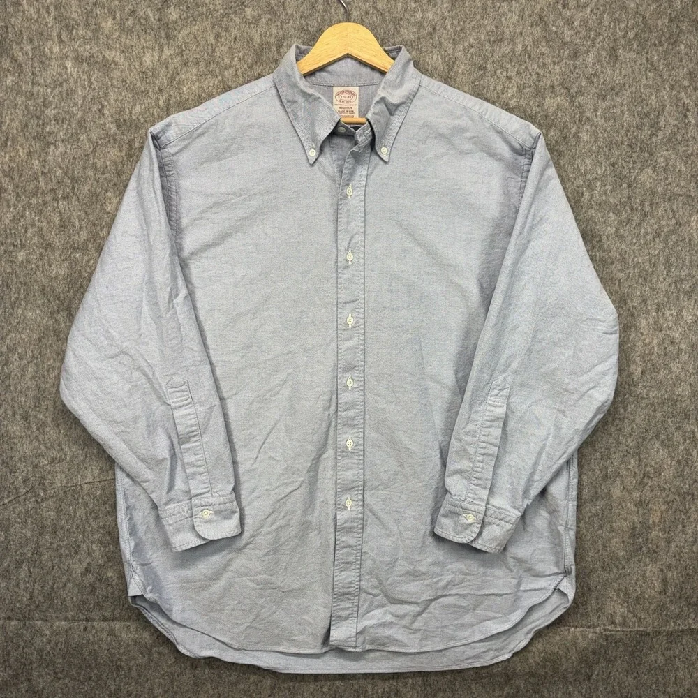 Vintage Brooks Brother Denim Button Down‎ Shirt Men's 17.5x33 Madison USA Cotton